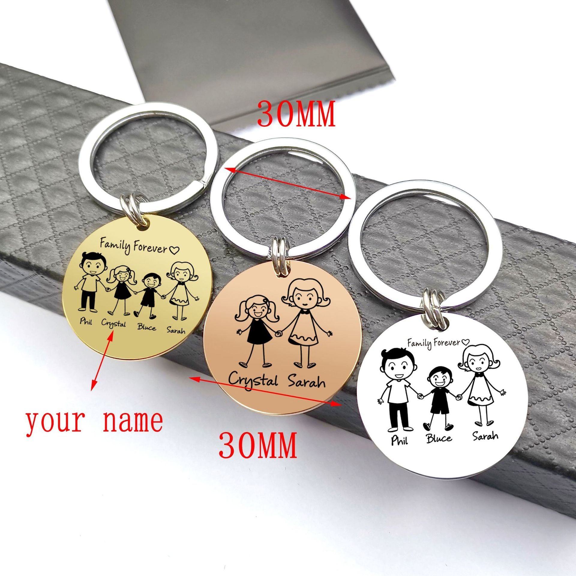 Customized Family Stainless Steel Key Ring