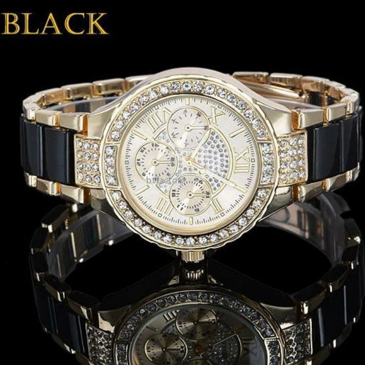 Geneva Alloy Diamond Steel Strap Watch Fashion Women's Quartz Watch