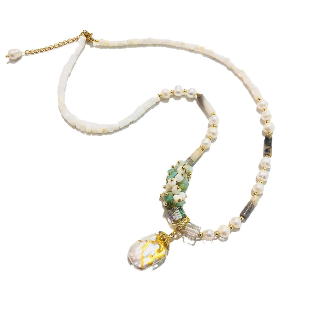 Hand-woven Colored Necklace With Natural Freshwater Pearls