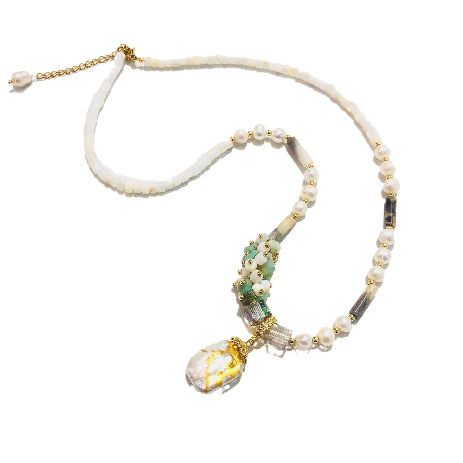 Hand-woven Colored Necklace With Natural Freshwater Pearls