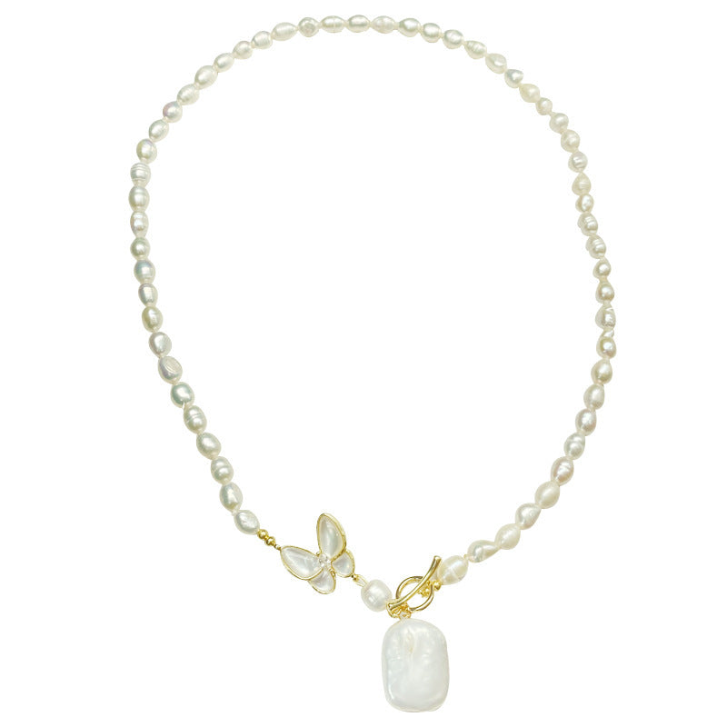 Simple And Niche Design Butterfly Pearl Necklace