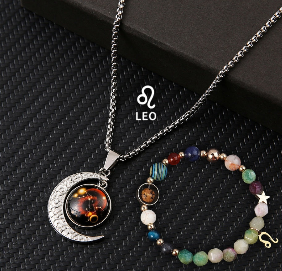 Natural Stone Necklace Set For The 12 Zodiac Signs