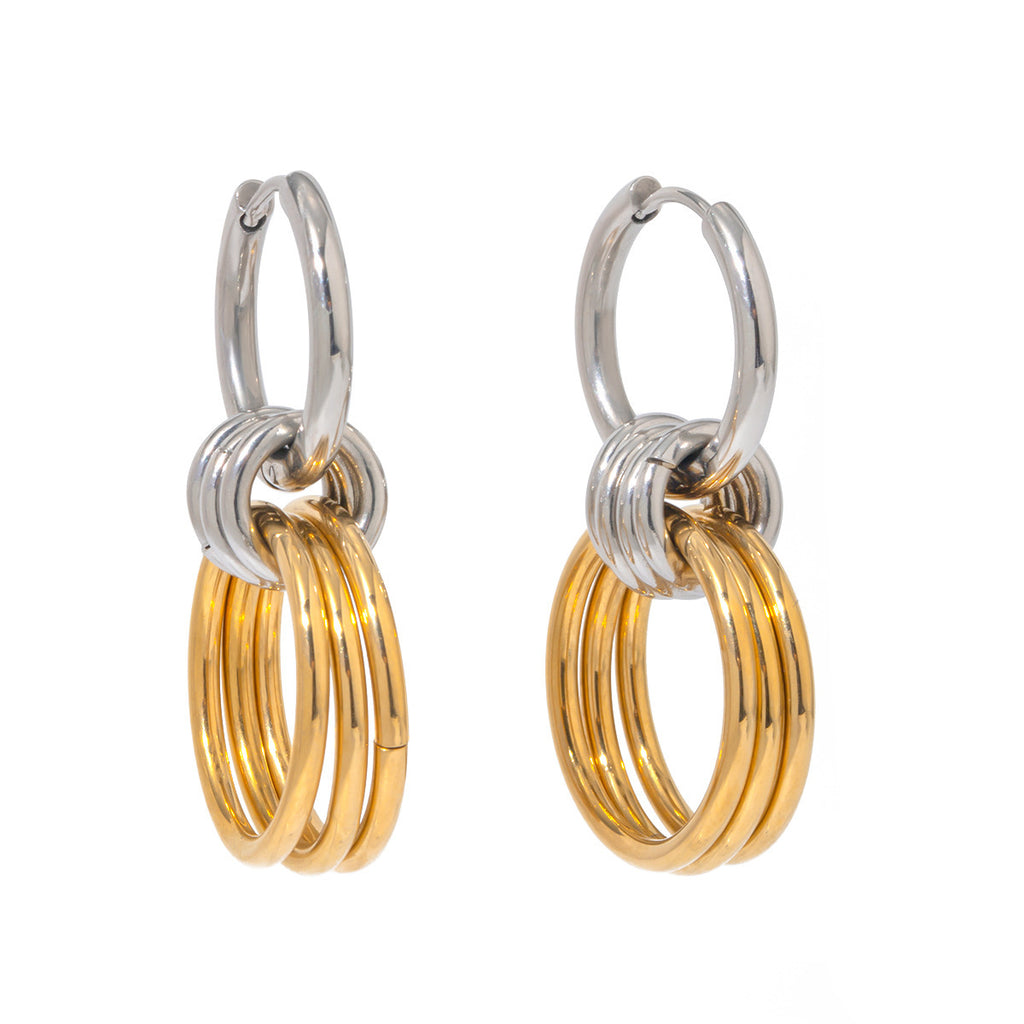 18K Color Matching Glossy Steel Ring Earrings