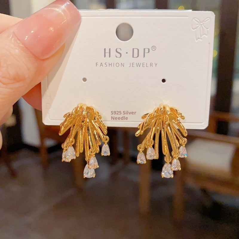 Fireworks Zircon Water Drop Earrings Women