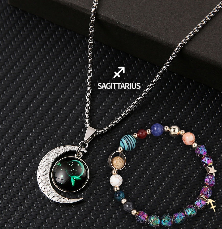 Natural Stone Necklace Set For The 12 Zodiac Signs