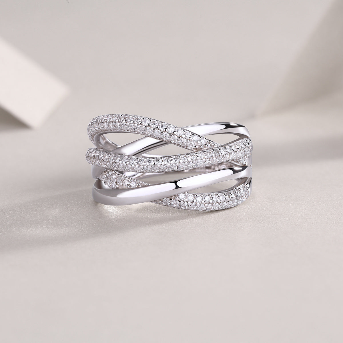 Brilliant Interweaving - A Wedding Ring Set With Top-quality Moissanite S925 Silver And Platinum-plated Diamond Can Be Inspected With A Diamond Pen
