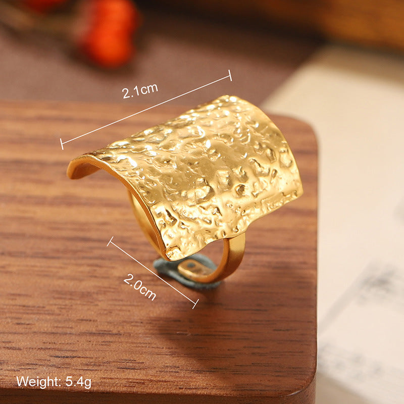 Natural Stone Geometric Ring High-grade Versatile Retro Non-fading