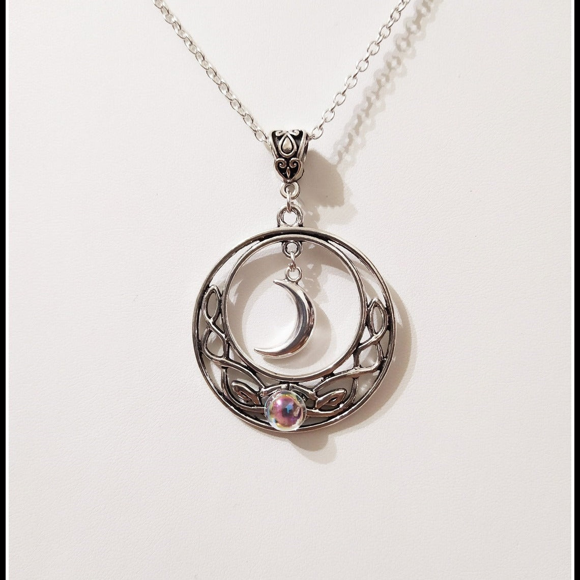 Infinite Love Celtic Necklace Crescent Crystal Necklace