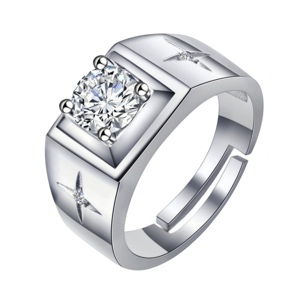 Lucky Cross Star Inlaid Diamond Plated 18K Ring