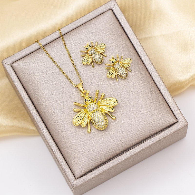 Versatile Titanium Steel Lock Chain Pendant Earrings