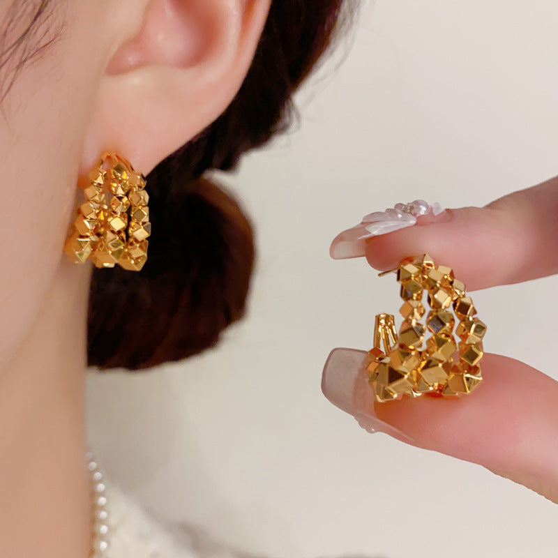 Metal Multi Layer Silver Ear Ring