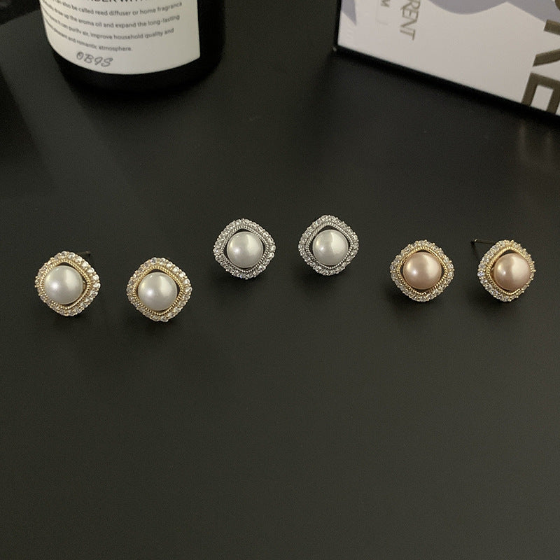 Minimally Luxurious Socialite Zircon Pearl Earrings