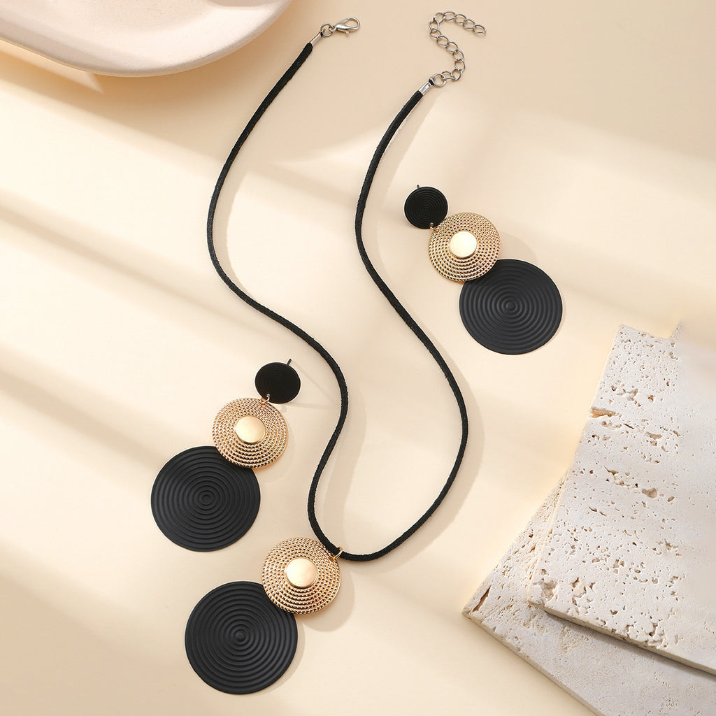 Simple Retro Metal Circle Color Matching Mosquito Coil Geometric Earrings For Women