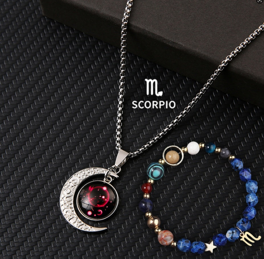 Natural Stone Necklace Set For The 12 Zodiac Signs