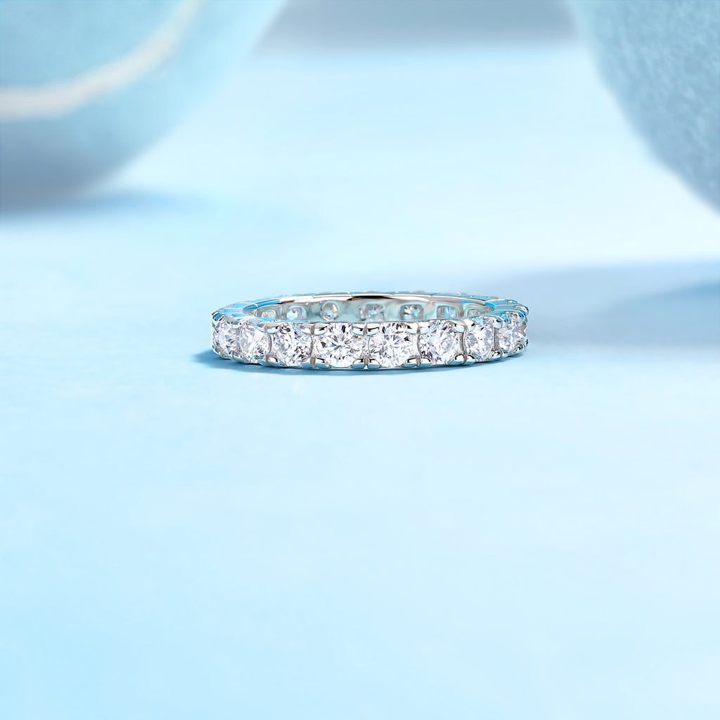 Van Gogh Starry Sky - A Wedding Ring Set With 0.1-carat Top-quality Moissanite S925 Silver And Platinum-plated Diamond. The Ring Can Be Inspected With A Diamond Pen