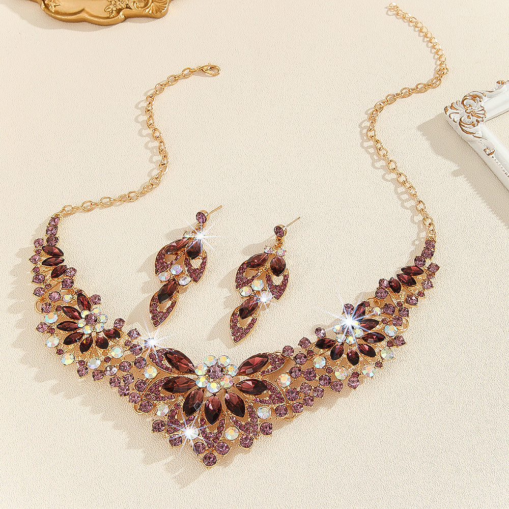 High Profile And Generous Crystal Necklace And Earrings Suite