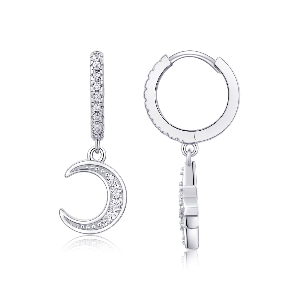 Star And Moon Interdependent - Fashionable Earrings And Stud Jewelry Set With Moissanite S925 Sterling Silver And Platinum-plated Diamonds