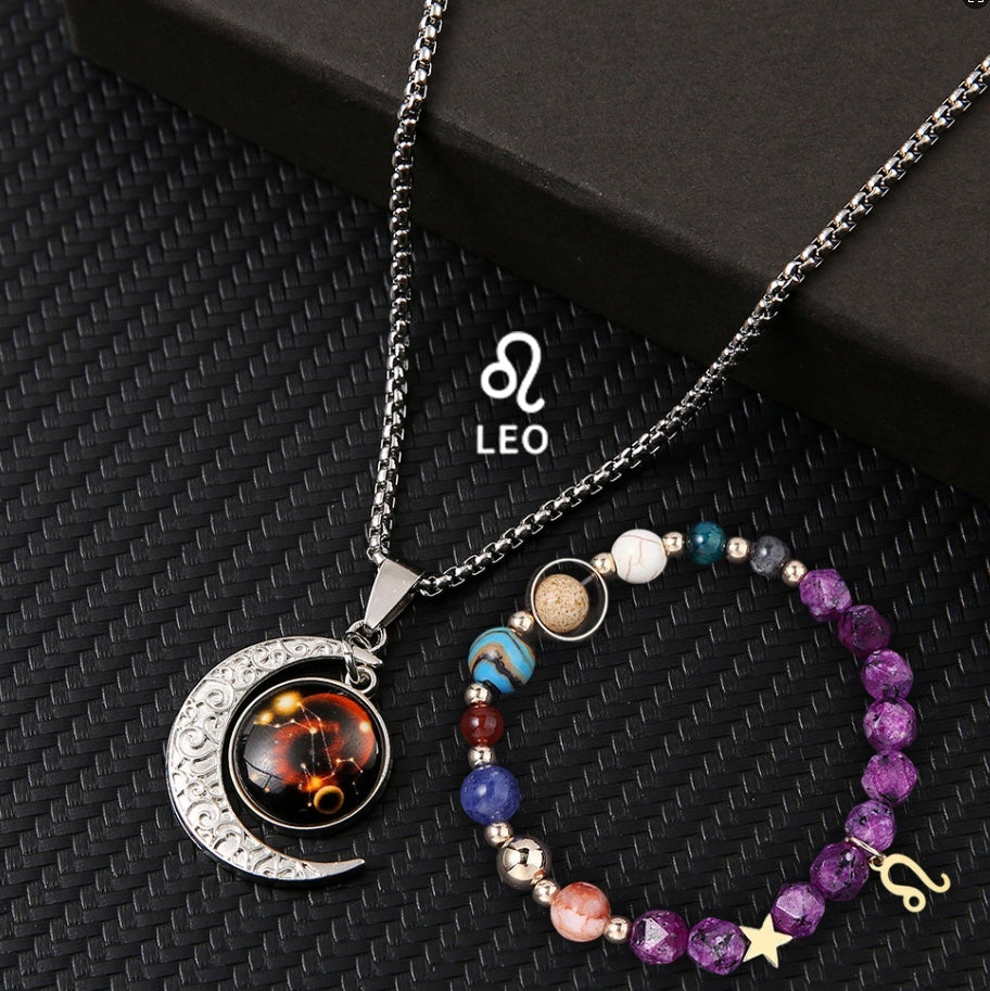 Natural Stone Necklace Set For The 12 Zodiac Signs
