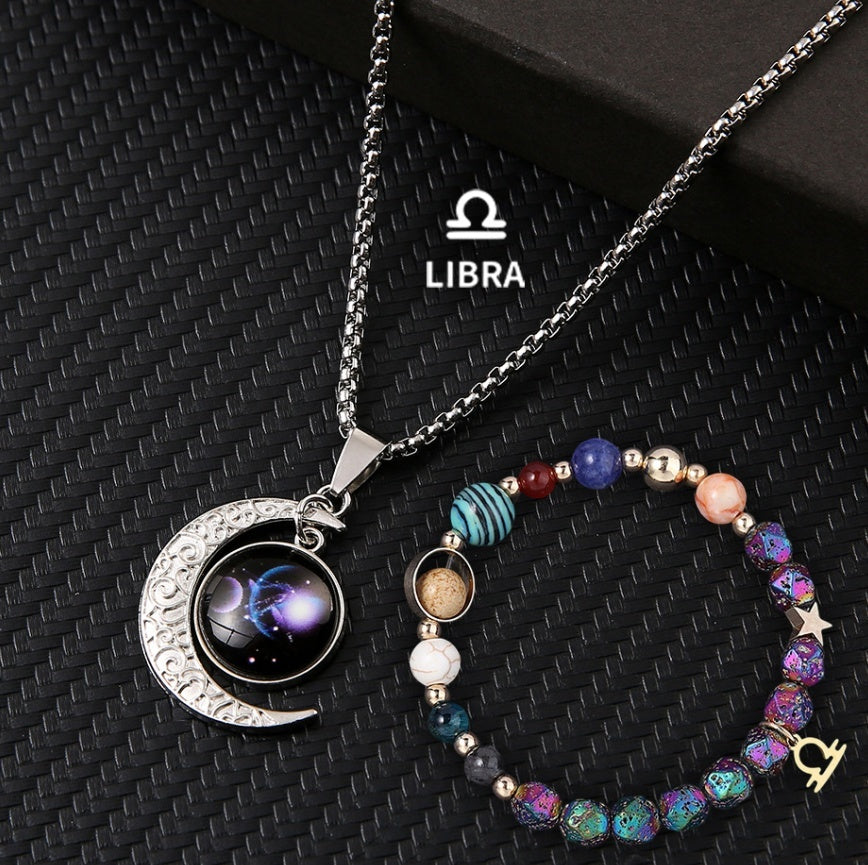 Natural Stone Necklace Set For The 12 Zodiac Signs