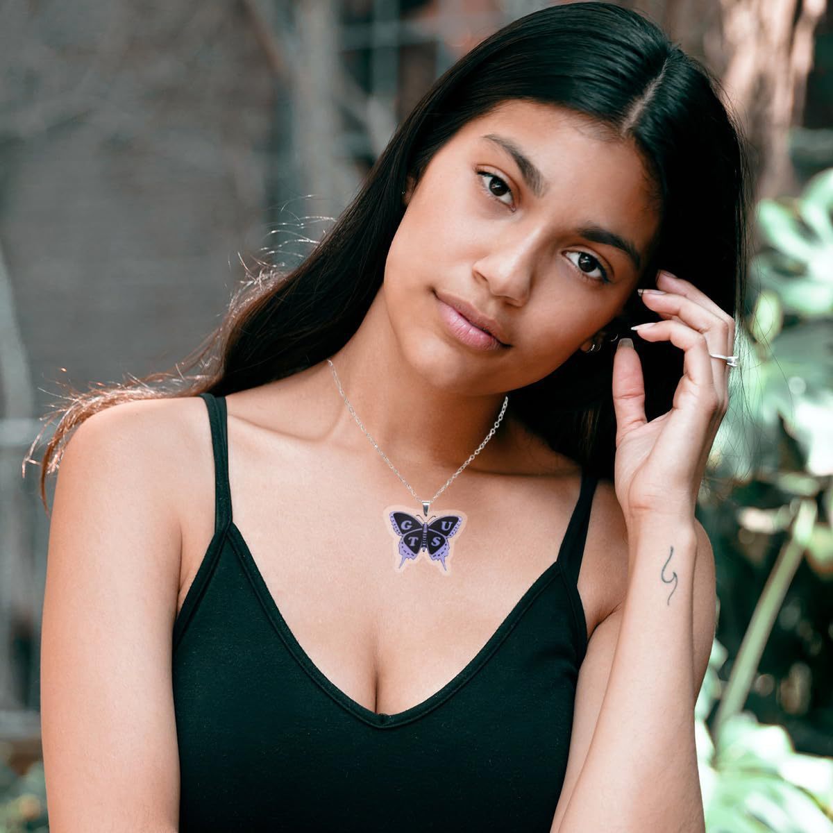 Acrylic Sweet Cool Style Purple Butterfly Necklace Earrings