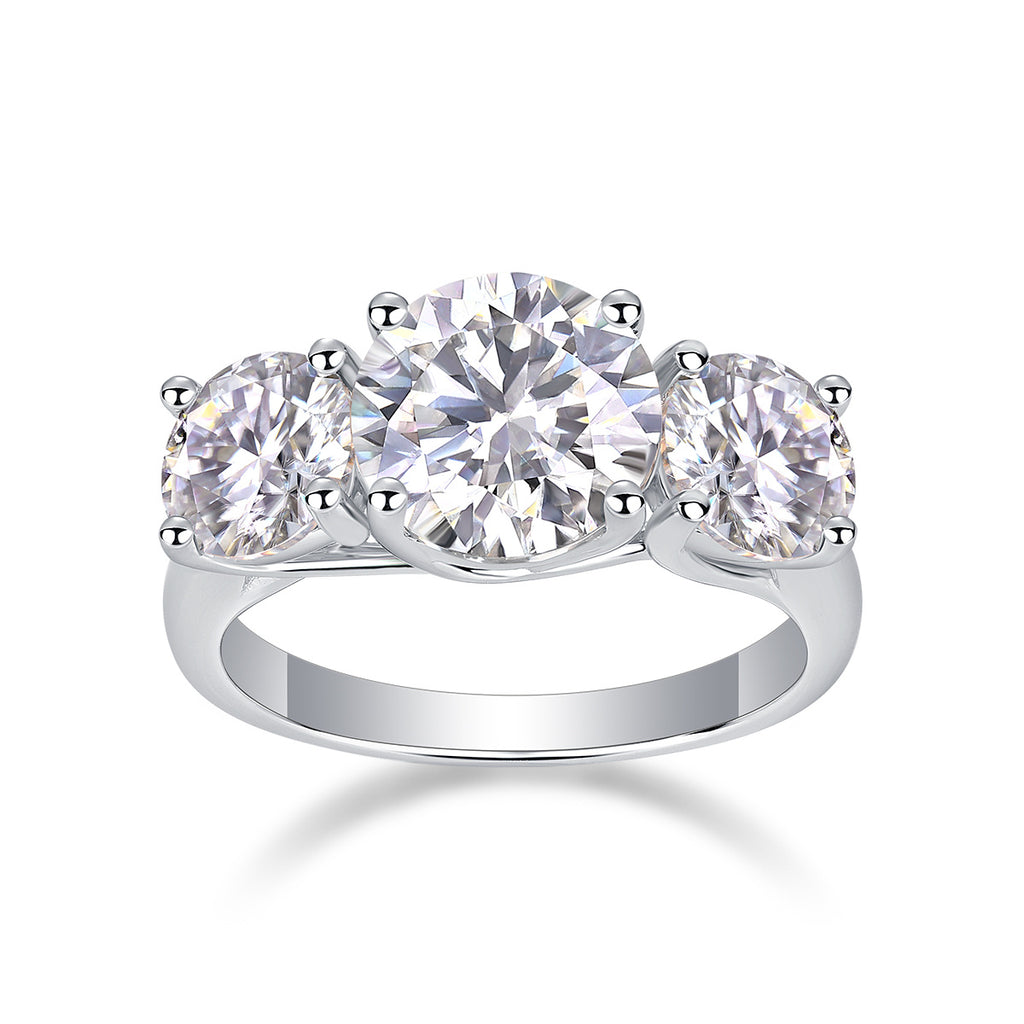 Three Lives Of Fortune - A Wedding Ring Set With Top-quality 3-carat Moissanite S925 Silver And Platinum-plated Diamond. The Ring Can Be Inspected With A Diamond Pen