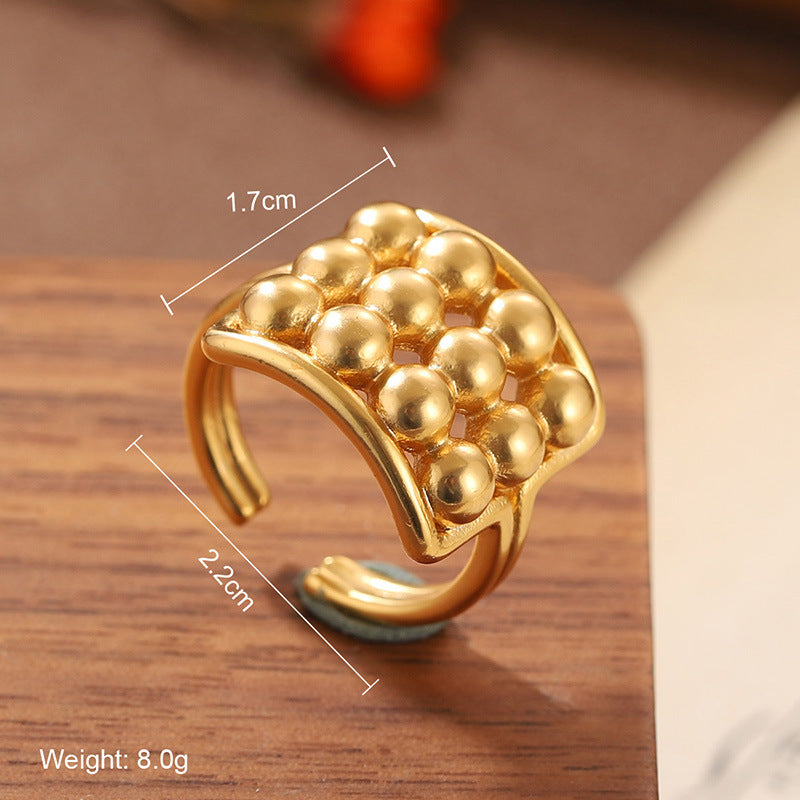Natural Stone Geometric Ring High-grade Versatile Retro Non-fading
