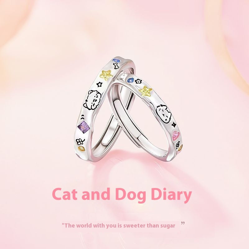 S925 Sterling Silver Cute Pet Ring