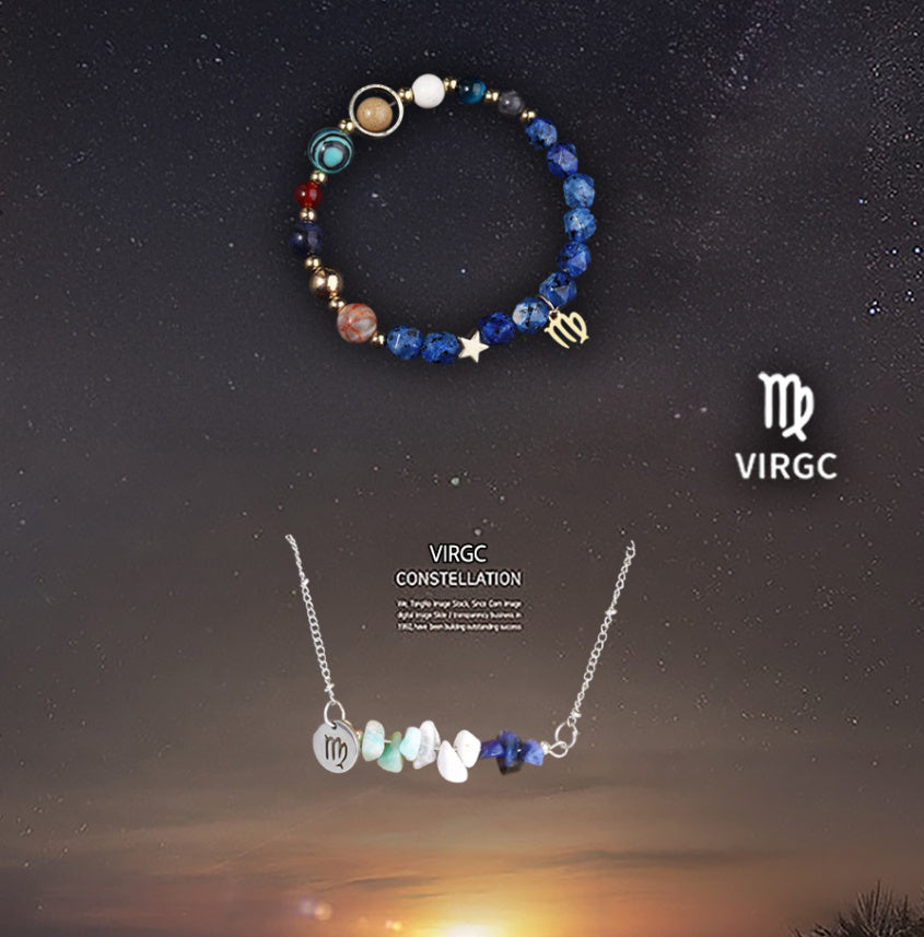 Natural Stone Necklace Set For The 12 Zodiac Signs