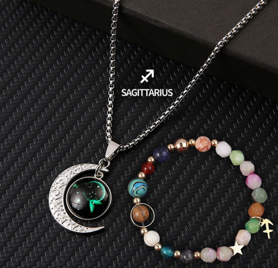Natural Stone Necklace Set For The 12 Zodiac Signs