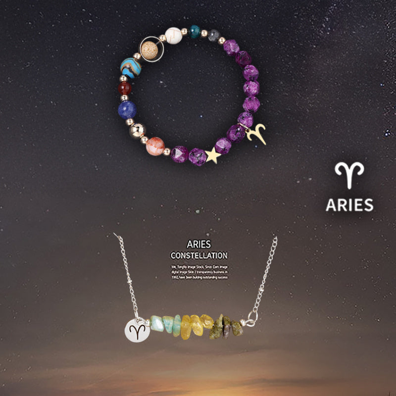 Natural Stone Necklace Set For The 12 Zodiac Signs