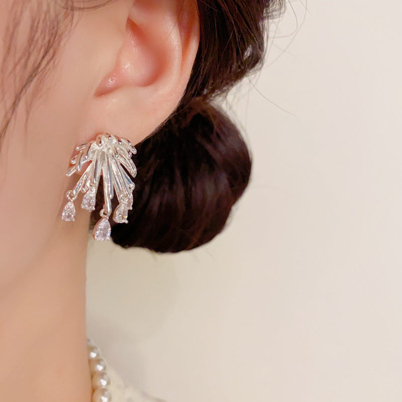 Fireworks Zircon Water Drop Earrings Women