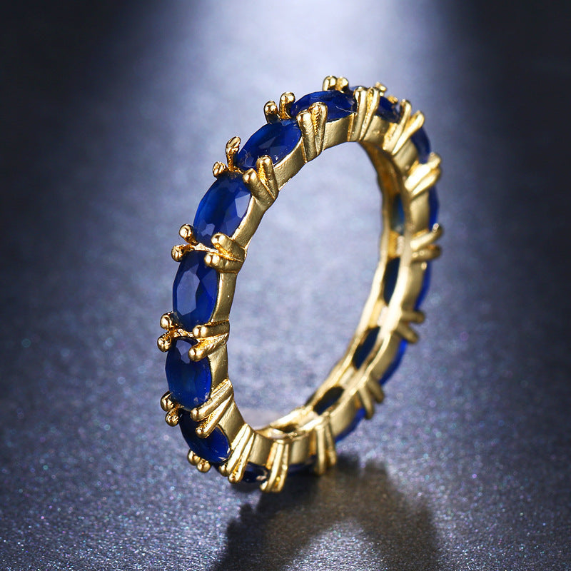 Real Gold Plating Single Row T Square Zircon Ring