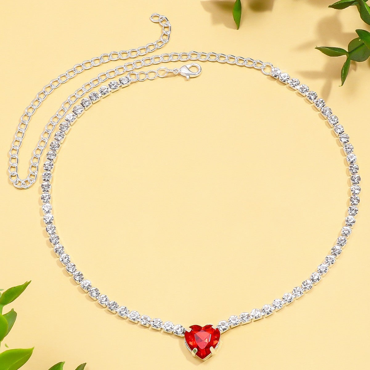 Trendy Colorful Love Collarbone Chain Versatile High-end Necklace