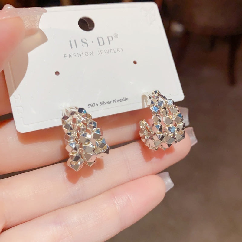 Metal Multi Layer Silver Ear Ring