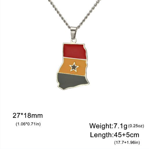 Countries Map Drop Oil Necklace Pendant