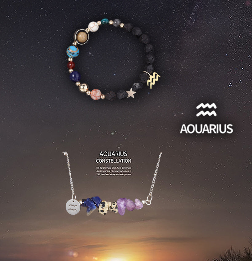 Natural Stone Necklace Set For The 12 Zodiac Signs