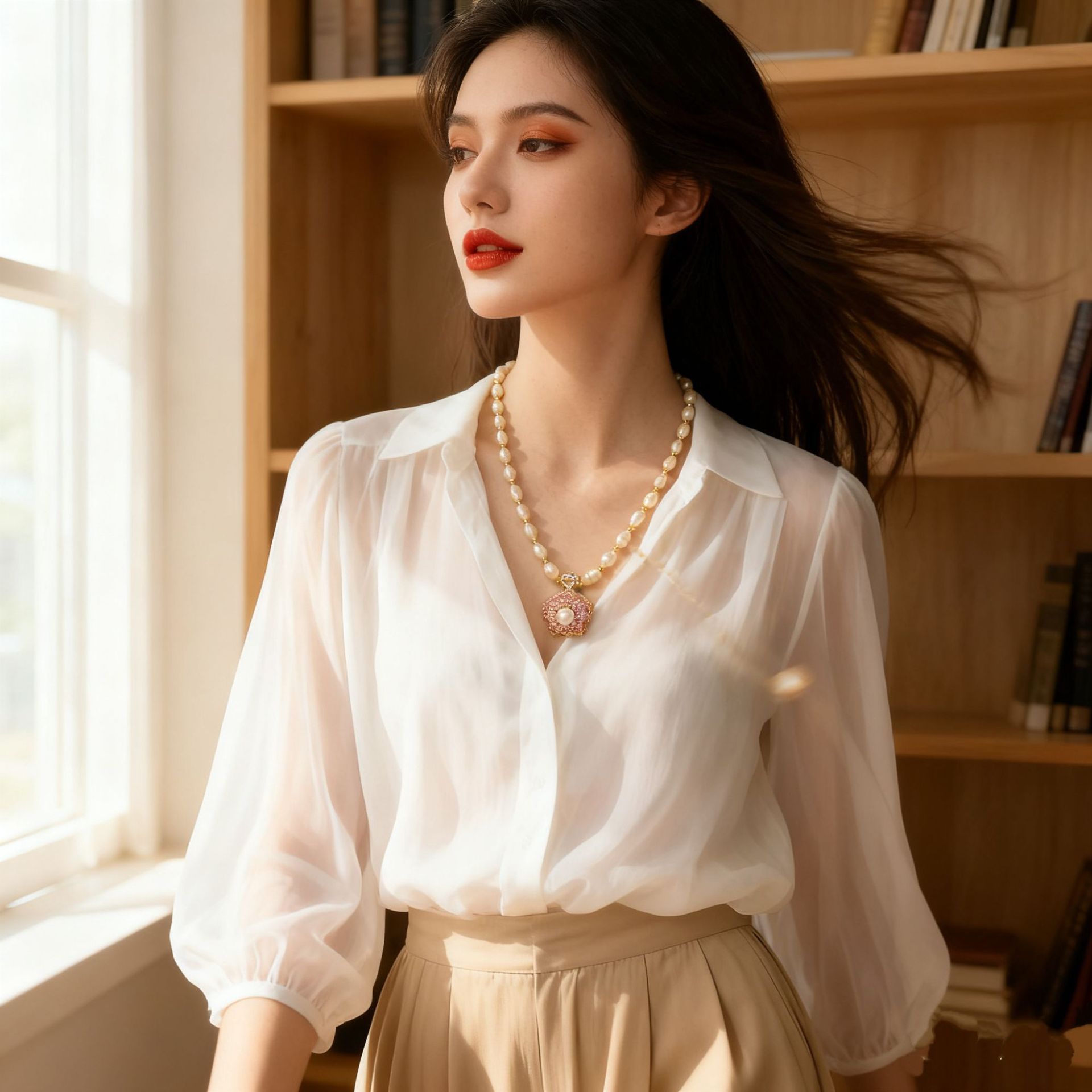 Transfer Bead Natural Freshwater Pearl Necklace