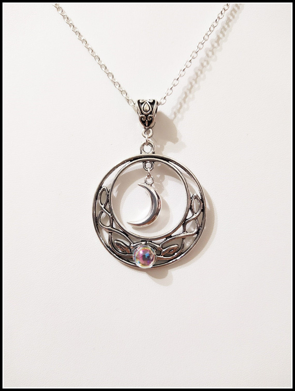 Infinite Love Celtic Necklace Crescent Crystal Necklace
