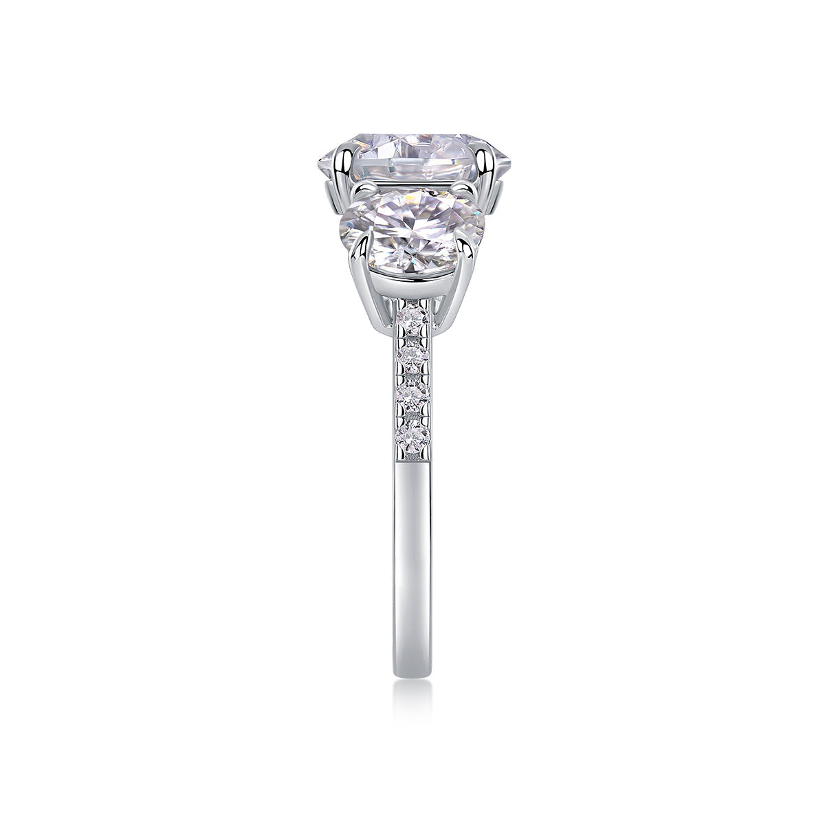 Three Shining Stars - A Wedding Ring Set With 3-carat Top-quality Moissanite S925 Silver And Gold-plated Diamond. The Ring Can Be Inspected With A Diamond Pen