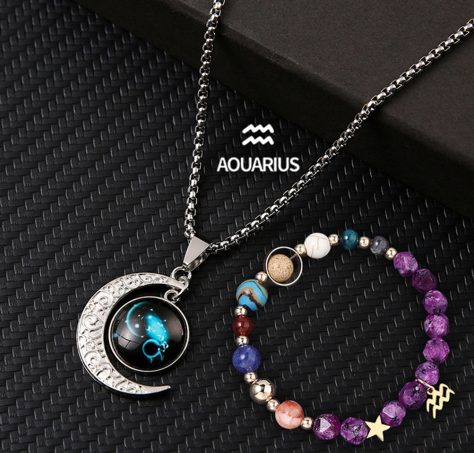 Natural Stone Necklace Set For The 12 Zodiac Signs