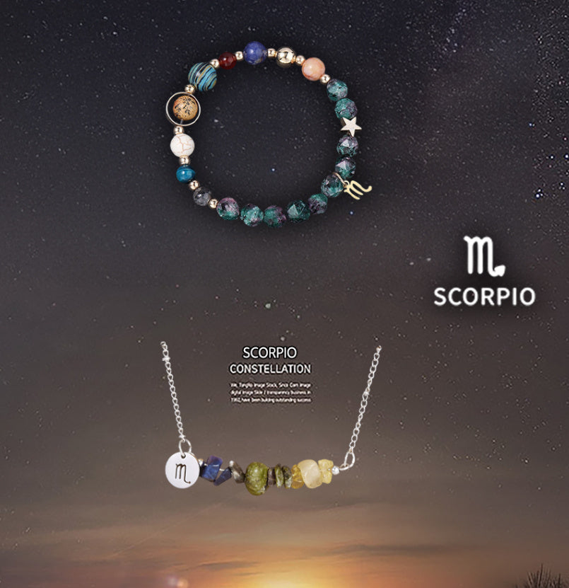 Natural Stone Necklace Set For The 12 Zodiac Signs