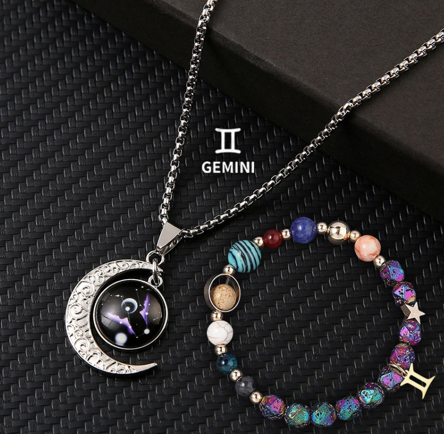 Natural Stone Necklace Set For The 12 Zodiac Signs