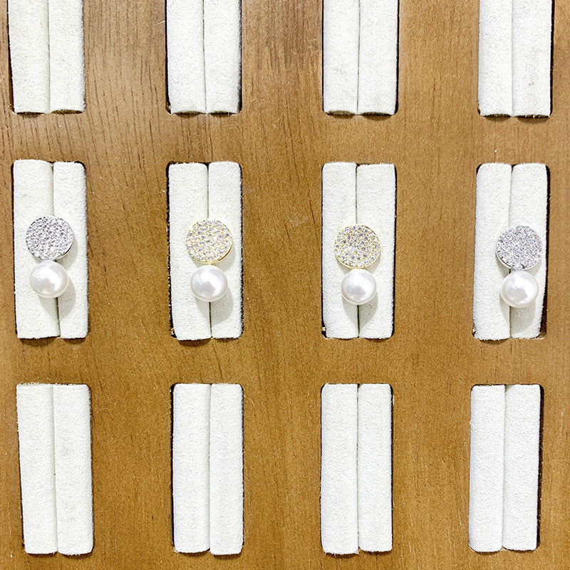 Elegant And Versatile Round Diamond Studded Pearl Earrings