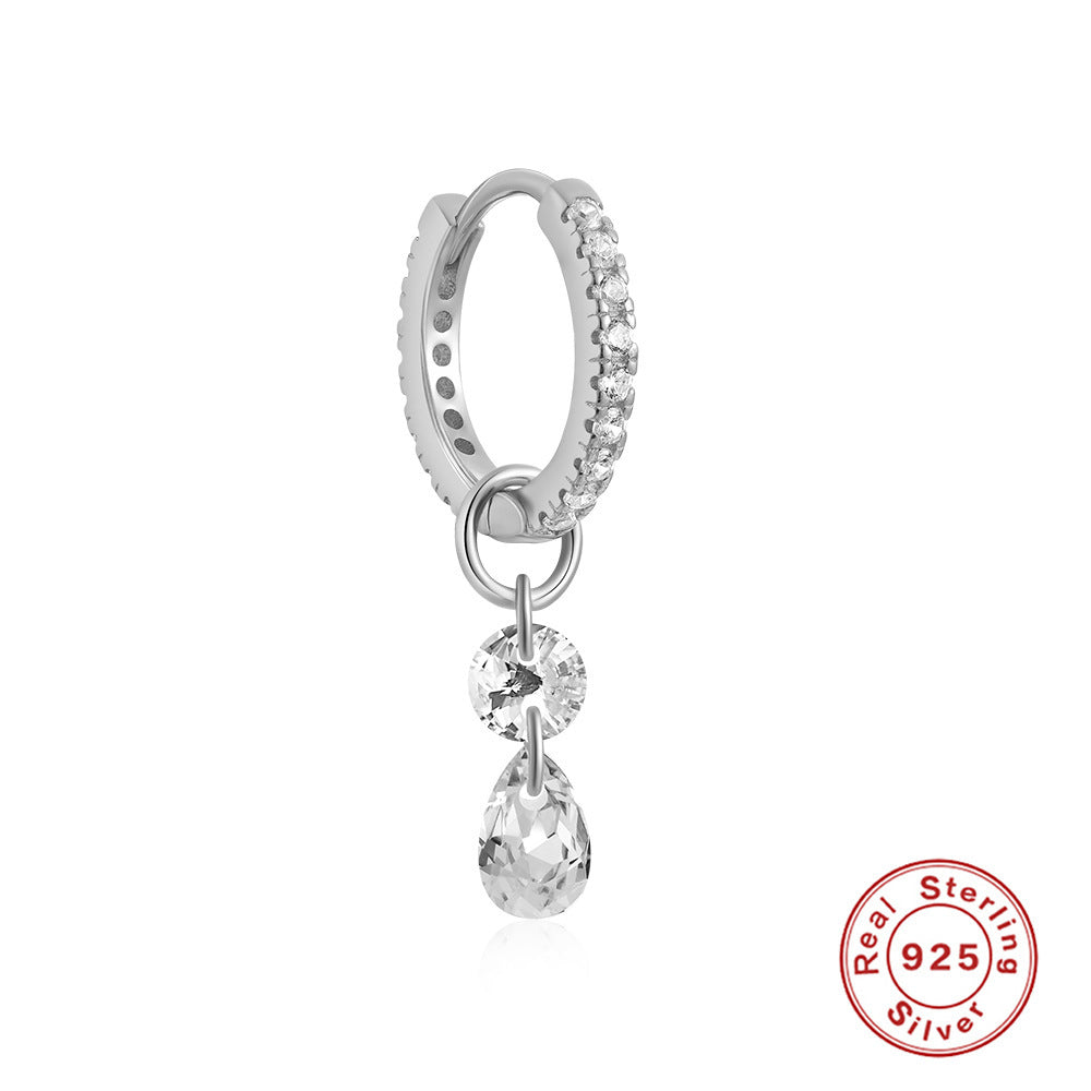 S925 Sterling Silver Diamond Ear Ring Plus Pendant