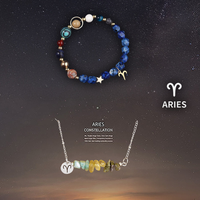 Natural Stone Necklace Set For The 12 Zodiac Signs