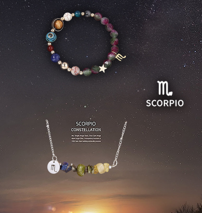 Natural Stone Necklace Set For The 12 Zodiac Signs