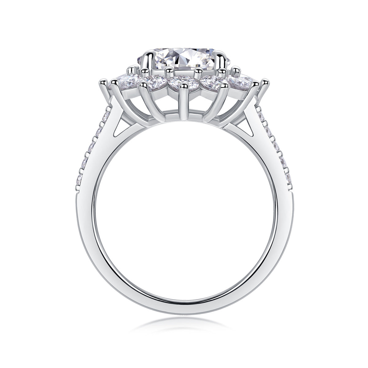 Sunflower - A Wedding Ring Set With Top-quality 3-carat Moissanite S925 Silver And Platinum-plated Diamond. The Ring Can Be Inspected With A Diamond Pen