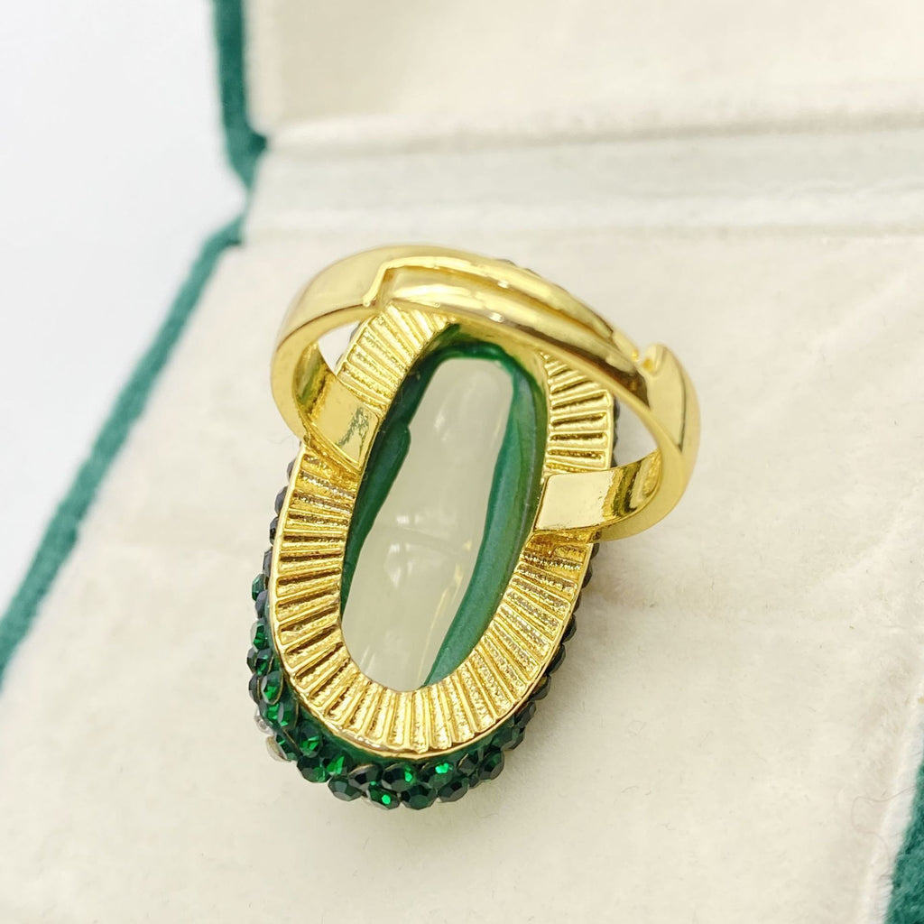 Chrysocolla Copper-plated 18K Real Gold Ring For Women