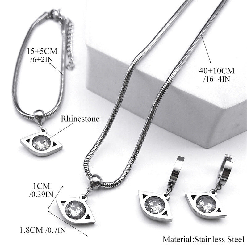 Zirconium Gold Earrings Necklace Decoration Suit