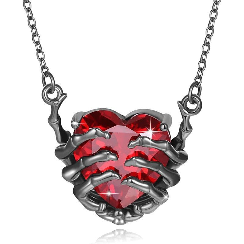 Dark Red Love Ghost Claw Pendant Necklace